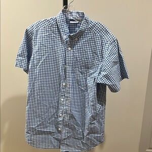 Columbia Blue and White Gingham Casual Button Down Shirt